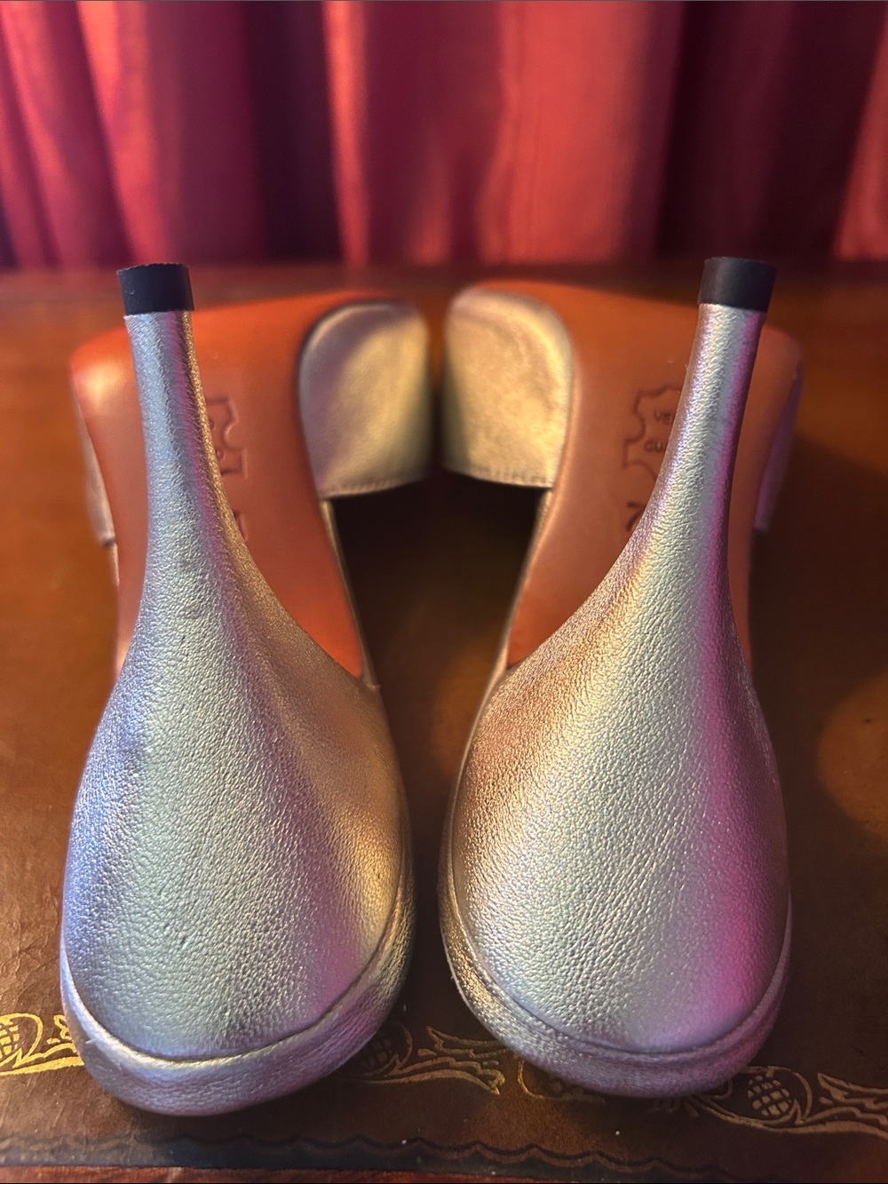 Re-Mix Vintage Shoes Pearl Gold Springolators High Heels Mules 7 - Picture 4 of 5